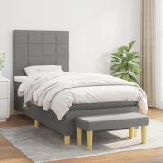 vidaXL Ramsäng med madrass mörkgrå 90x190 cm tyg