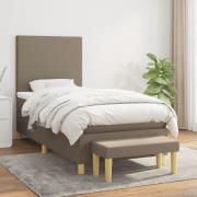 vidaXL Ramsäng med madrass taupe 90x190 cm tyg