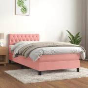 vidaXL Ramsäng med madrass rosa 90x190 cm sammet