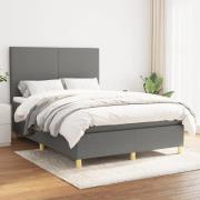 vidaXL Ramsäng med madrass mörkgrå 140x190 cm tyg