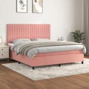 vidaXL Ramsäng med madrass rosa 180x200 cm sammet