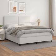 vidaXL Ramsäng med madrass vit 160x200 cm konstläder