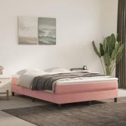 vidaXL Ramsäng med madrass rosa 140x200 cm sammet