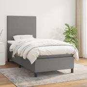 vidaXL Ramsäng med madrass mörkgrå 90x200 cm tyg