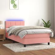 vidaXL Ramsäng med madrass rosa & LED 100x200 cm sammet