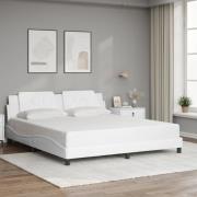 vidaXL Sängram med huvudgavel vit 180x200 cm konstläder