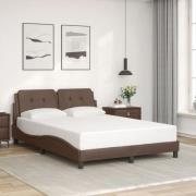 vidaXL Sängram med huvudgavel brun 140x200 cm konstläder