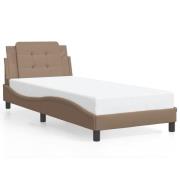 vidaXL Sängram med huvudgavel cappuccino 100x200 cm konstläder