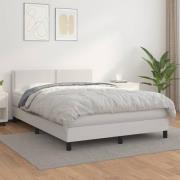 vidaXL Ramsäng med madrass vit 140x190 cm konstläder
