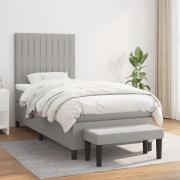 vidaXL Ramsäng med madrass ljusgrå 90x190 cm tyg
