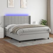 vidaXL Ramsäng med madrass & LED ljusgrå 160x200 cm tyg