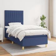 vidaXL Ramsäng med madrass blå 90x190 cm tyg