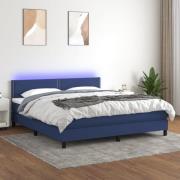vidaXL Ramsäng med madrass & LED blå 180x200 cm tyg