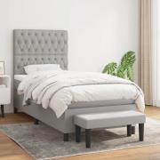 vidaXL Ramsäng med madrass ljusgrå 90x190 cm tyg