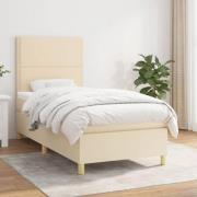 vidaXL Ramsäng med madrass gräddvit 90x190 cm tyg