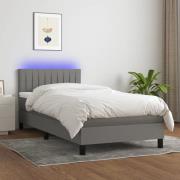vidaXL Ramsäng med madrass & LED mörkgrå 80x200 cm tyg
