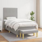 vidaXL Ramsäng med madrass ljusgrå 90x190 cm tyg
