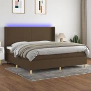 vidaXL Ramsäng med madrass & LED mörkbrun 200x200 cm tyg