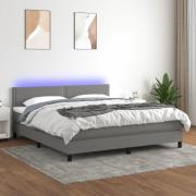 vidaXL Ramsäng med madrass & LED mörkgrå 180x200 cm tyg