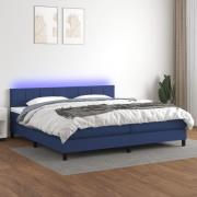vidaXL Ramsäng med madrass & LED blå 200x200 cm tyg
