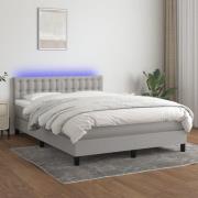 vidaXL Ramsäng med madrass & LED ljusgrå 140x200 cm tyg