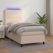 vidaXL Ramsäng med bäddmadrass & LED cappuccino 80x200 cm konstläder