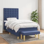 vidaXL Ramsäng med madrass blå 90x200 cm tyg