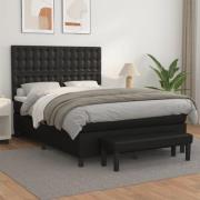 vidaXL Ramsäng med madrass svart 140x190 cm konstläder