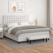 vidaXL Ramsäng med madrass vit 180x200 cm konstläder