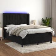vidaXL Ramsäng med madrass & LED svart 140x190 cm sammet