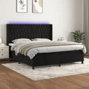 vidaXL Ramsäng med madrass & LED svart 180x200 cm sammet
