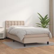 vidaXL Ramsäng med bäddmadrass cappuccino 90x190 cm konstläder