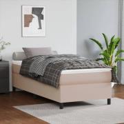 vidaXL Ramsäng med bäddmadrass cappuccino 100x200 cm konstläder