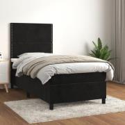 vidaXL Ramsäng med madrass svart 90x200 cm sammet