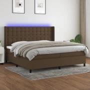 vidaXL Ramsäng med madrass & LED mörkbrun 200x200 cm tyg