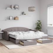 vidaXL Dagbädd utdragbar med lådor taupe 100x200 cm tyg