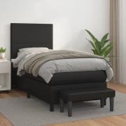 vidaXL Ramsäng med madrass svart 90x200 cm konstläder
