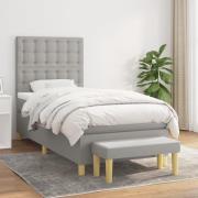 vidaXL Ramsäng med madrass ljusgrå 90x200 cm tyg