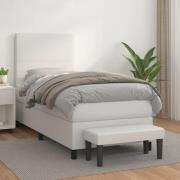 vidaXL Ramsäng med madrass vit 100x200 cm konstläder