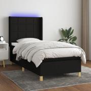 vidaXL Ramsäng med madrass & LED svart 80x200 cm tyg
