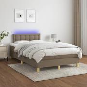 vidaXL Ramsäng med madrass & LED taupe 120x200 cm tyg