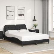 vidaXL Sängram med huvudgavel svart 140x190 cm konstläder