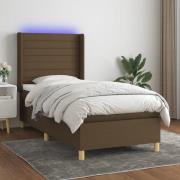 vidaXL Ramsäng med madrass & LED mörkbrun 100x200 cm tyg