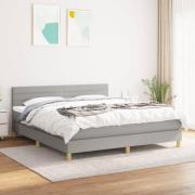 vidaXL Ramsäng med madrass ljusgrå 160x200 cm tyg