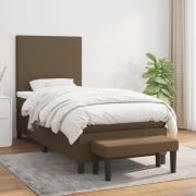 vidaXL Ramsäng med madrass mörkbrun 90x200 cm tyg