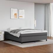 vidaXL Ramsäng med madrass grå 180x200 cm konstläder