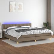 vidaXL Ramsäng med madrass & LED taupe 200x200 cm tyg