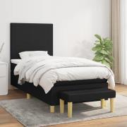 vidaXL Ramsäng med madrass svart 90x200 cm tyg
