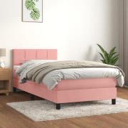 vidaXL Ramsäng med madrass rosa 100x200 cm sammet