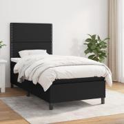 vidaXL Ramsäng med madrass svart 90x190 cm tyg